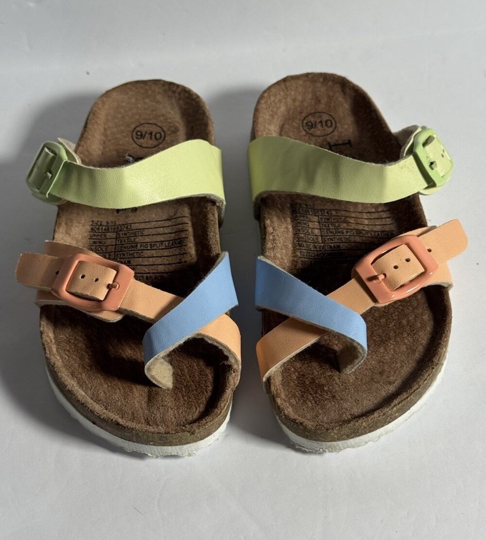 Lily & Dan Toddler Girls Size 9/10 Multicolor Buckle Strappy Sandals